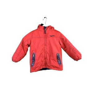 Rugged Bear Red Plaid Reversible Hooded Winter Puffer Jacket Toddler